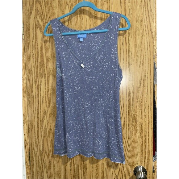 Simply Vera Vera Wang intimate size large tank top blue white dot Festival Coast - Picture 1 of 9